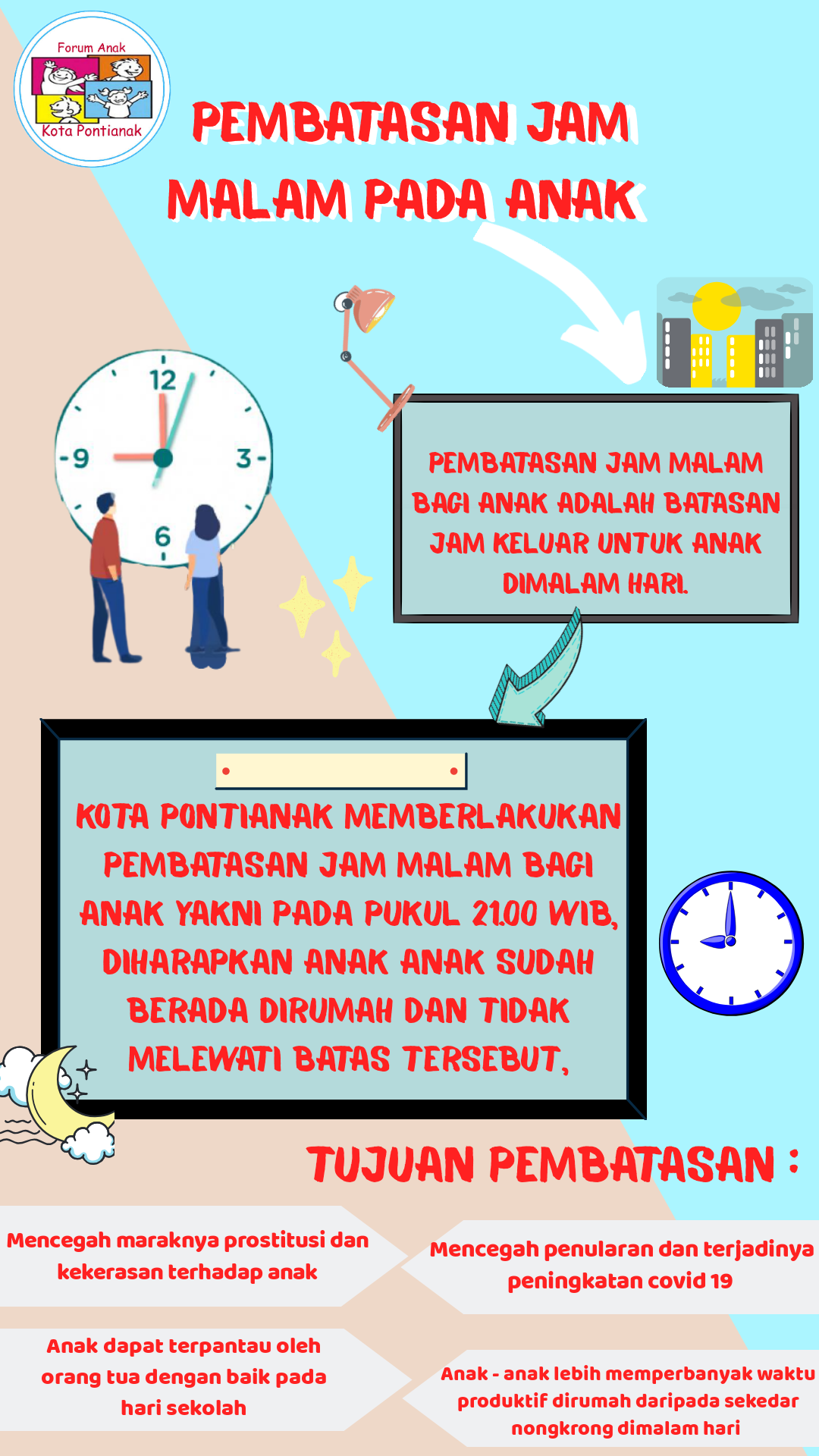 Poster Pembatasan Jam Malam pada Anak